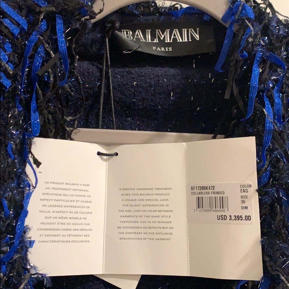 Balmain blazer suit Fringed Glitter Bouclé Jacket 🖤 - Picture 10 of 15